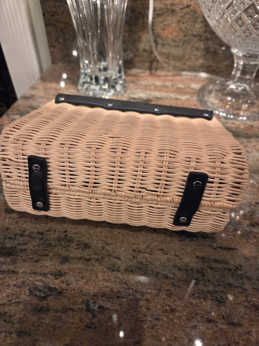 Calvin Klein Black Top-Handle Woven Crossbody Bag - Picture 7 of 7